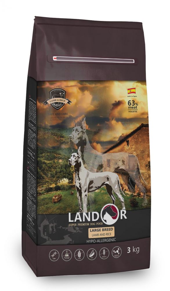 Landor Adult Large Breed Dog Lamb with rice Сухой корм для собак крупных пород с ягненком и рисом, 3 кг зоомагазине gavgav-market
