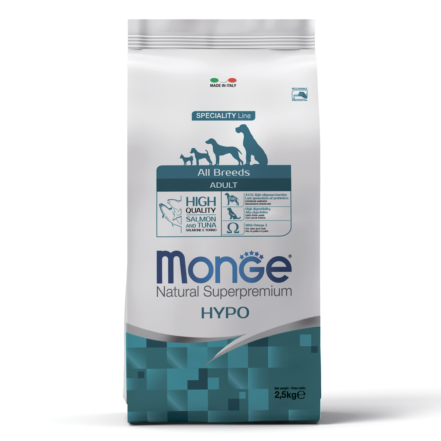 Monge Dog Speciality Hypo корм с лососем и тунцом для взрослых собак всех пород 2,5 кг зоомагазине gavgav-market