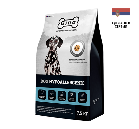 Gina Dog Hypoallergenic корм для взрослых собак 3 кг зоомагазине gavgav-market