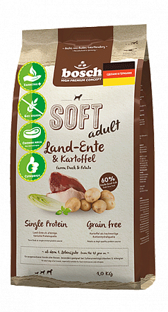 Bosch Soft Adult с уткой и картофелем Полнорационный корм для взрослых собак с чувствительным пищеварением (2,5 кг) зоомагазине gavgav-market