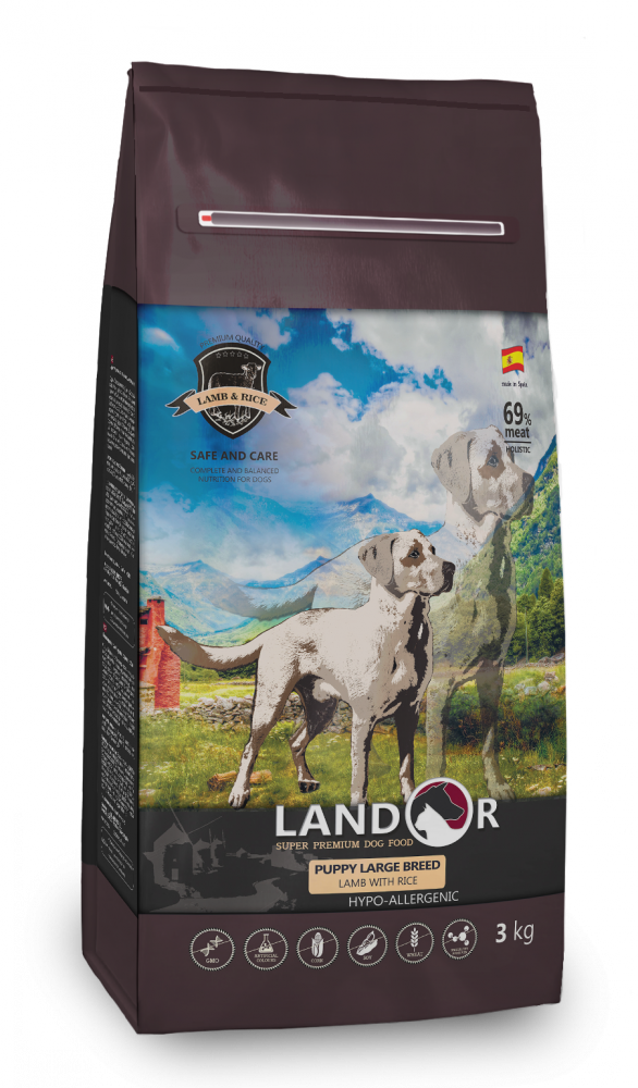 Landor Puppy Large Breed Lamb with rice Сухой корм для щенков крупных пород, с ягненком и рисом. 3 кг зоомагазине gavgav-market