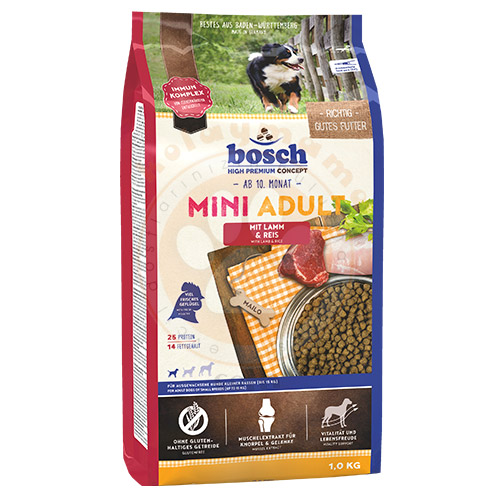 Bosch Mini Adult with Lamb & Rice Полнорационный корм для взрослых собак маленьких пород с ягненком и рисом (1 кг) зоомагазине gavgav-market