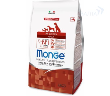 Monge Dog Speciality Line All Breeds Adult Lamb, Rice & Potatoes Корм для собак всех пород с ягненком, рисом и картофелем (2,5 кг) зоомагазине gavgav-market