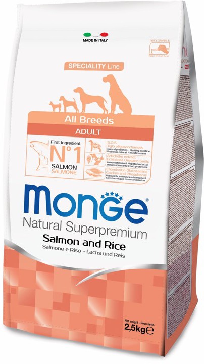 Monge Dog Speciality Line All Breeds Adult Salmone & Rice Корм для собак всех пород с лососем и рисом (2,5 кг) зоомагазине gavgav-market
