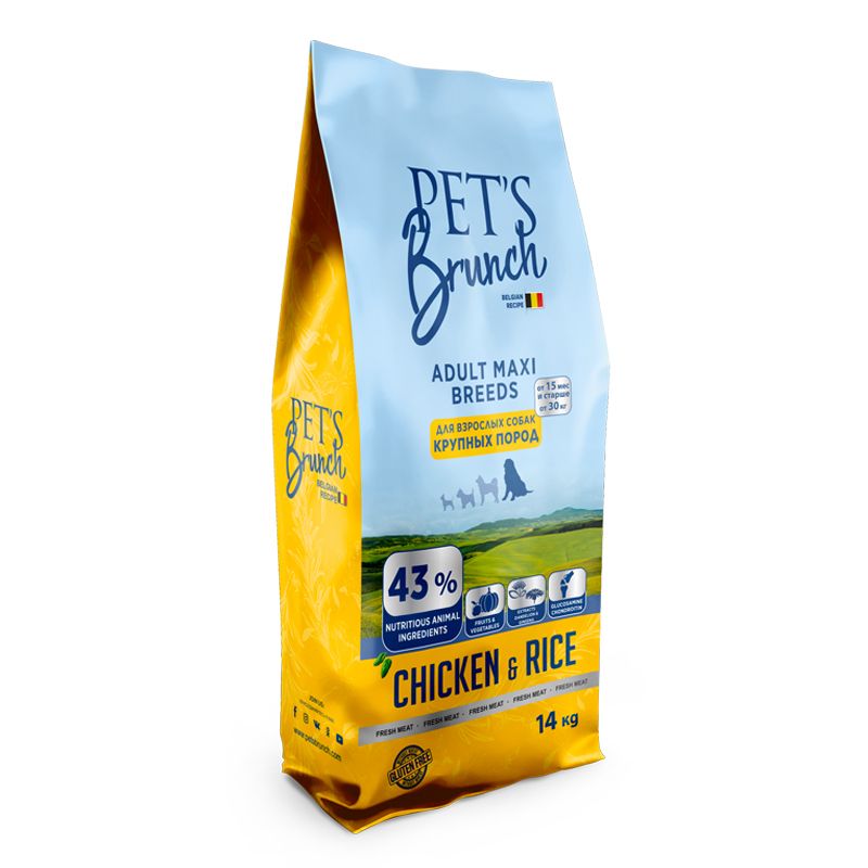 PET’S BRUNCH ADULT MINI BREEDS Корм сухой для взрослых собак мелких пород Курица/рис 14 кг зоомагазине gavgav-market