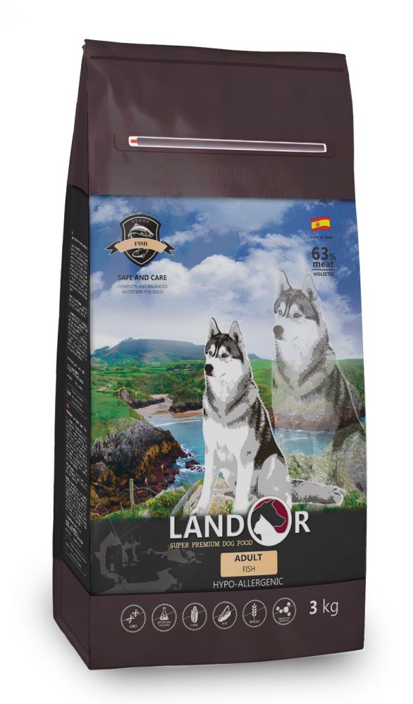 Landor Adult All Breed Dog Fish with rice Сухой корм для собак с рыбой и рисом. 1 кг зоомагазине gavgav-market