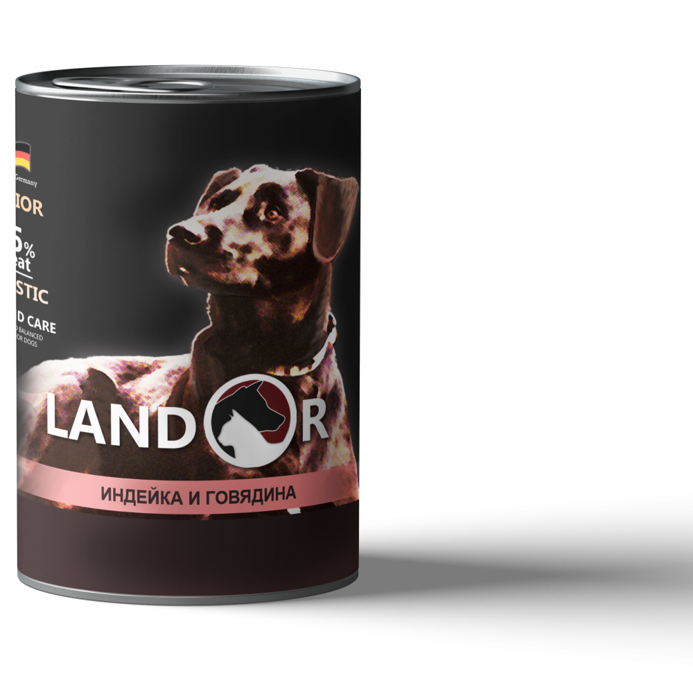 LANDOR Puppy All Breed: Turkey and Beef Консерва для щенков с индейкой и говядиной, 400 гр зоомагазине gavgav-market