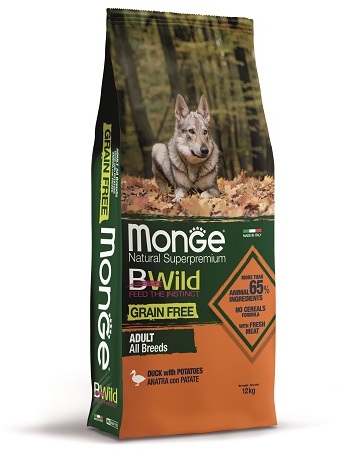 Monge Dog BWild Grain Free All Breeds Duck Беззерновой корм для собак всех пород (утка c картофелем) (12 кг) зоомагазине gavgav-market Monge Dog BWild Grain Free All Breeds Duck Беззерновой корм для собак всех пород (утка c картофелем) (12 кг) зоомагазине gavgav-market