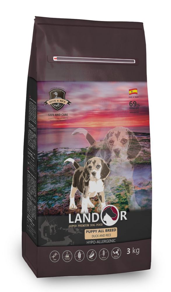 Landor Puppy All Breed Duck with rice Сухой корм для щенков всех пород, с уткой и рисом. 3 кг зоомагазине gavgav-market