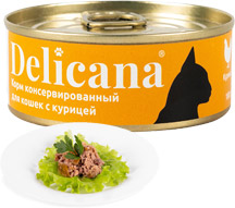 Delicana Консервированный корм с курицей 100гр