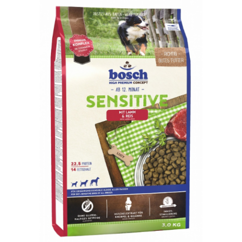 Bosch Sensitive Lamb & Riсe Полнорационный корм для собак, склонных к аллергии (3 кг) зоомагазине gavgav-market