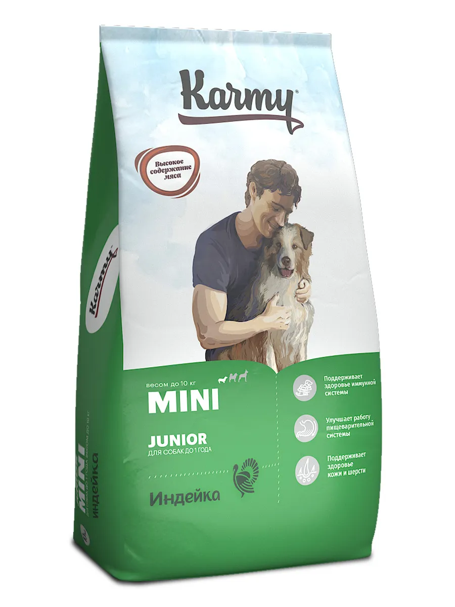 Karmy Mini Junior сухой корм для щенков мелких пород в возрасте до 1 года Индейка10 кг зоомагазине gavgav-market