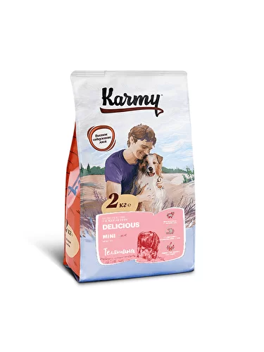 Karmy Delicious Mini сухой корм для собак мелких пород старше 1 года, привередливых в питании Телятина 15 кг зоомагазине gavgav-market
