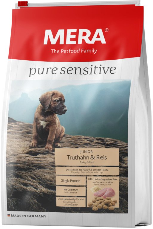 Mera 33 Dog Pure Sensitive Junior Truthahn & Reis Корм для щенков с индейкой и рисом, 12,5 кг зоомагазине gavgav-market