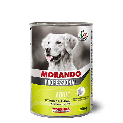 MORANDO ADULT Консервы для собак с кусочками телятины и горохом 405 гр зоомагазине gavgav-market