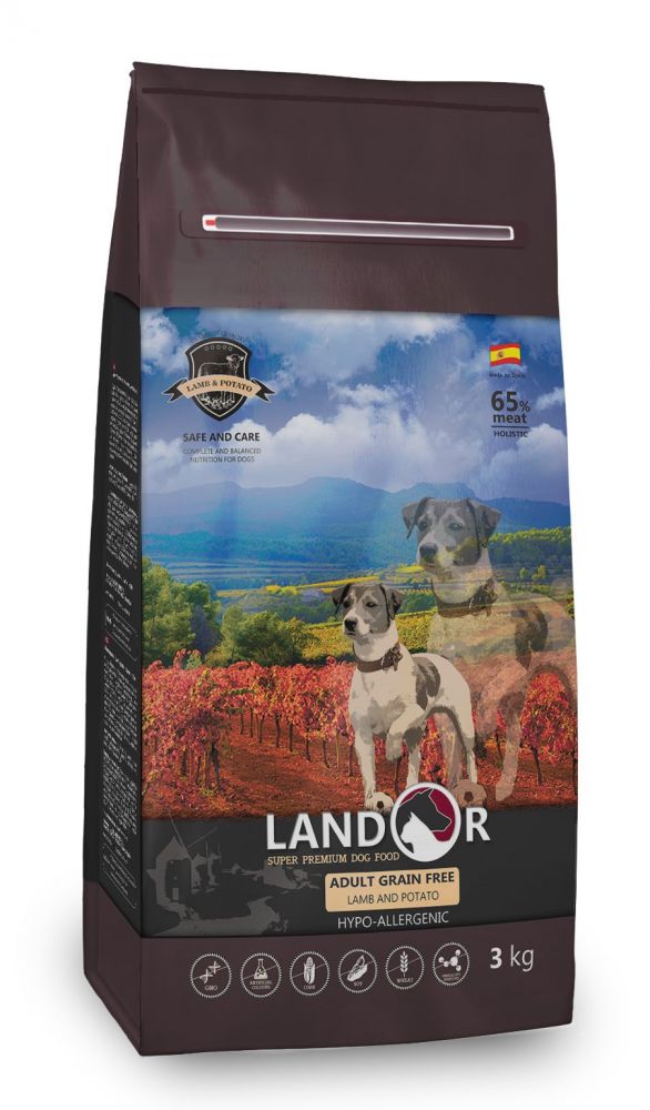 Landor Grain free Adult Dog Lamb with potato Беззерновой корм для собак с ягненком и бататом, 15 кг зоомагазине gavgav-market