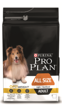 Pro Plan ALL SIZE ADULT LIGHT/STERILISED Корм для собак, склонных к избыточному весу и/или стерилизованных, с курицей и рисом (14 кг) зоомагазине gavgav-market
