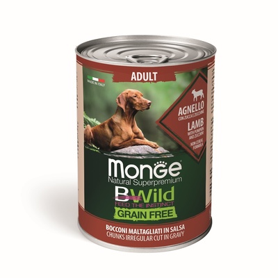 Monge BWild Grain Free Беззерновые консервы для собак всех пород: ягненок с тыквой и кабачками, 400 гр зоомагазине gavgav-market