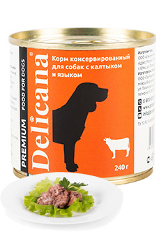 Delicana Консервированный корм с калтыком и языком 240гр зоомагазине gavgav-market