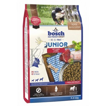 Bosch Junior with Lamb & Rice Полнорационный корм для щенков с чувствительным пищеварением (3 кг) зоомагазине gavgav-market