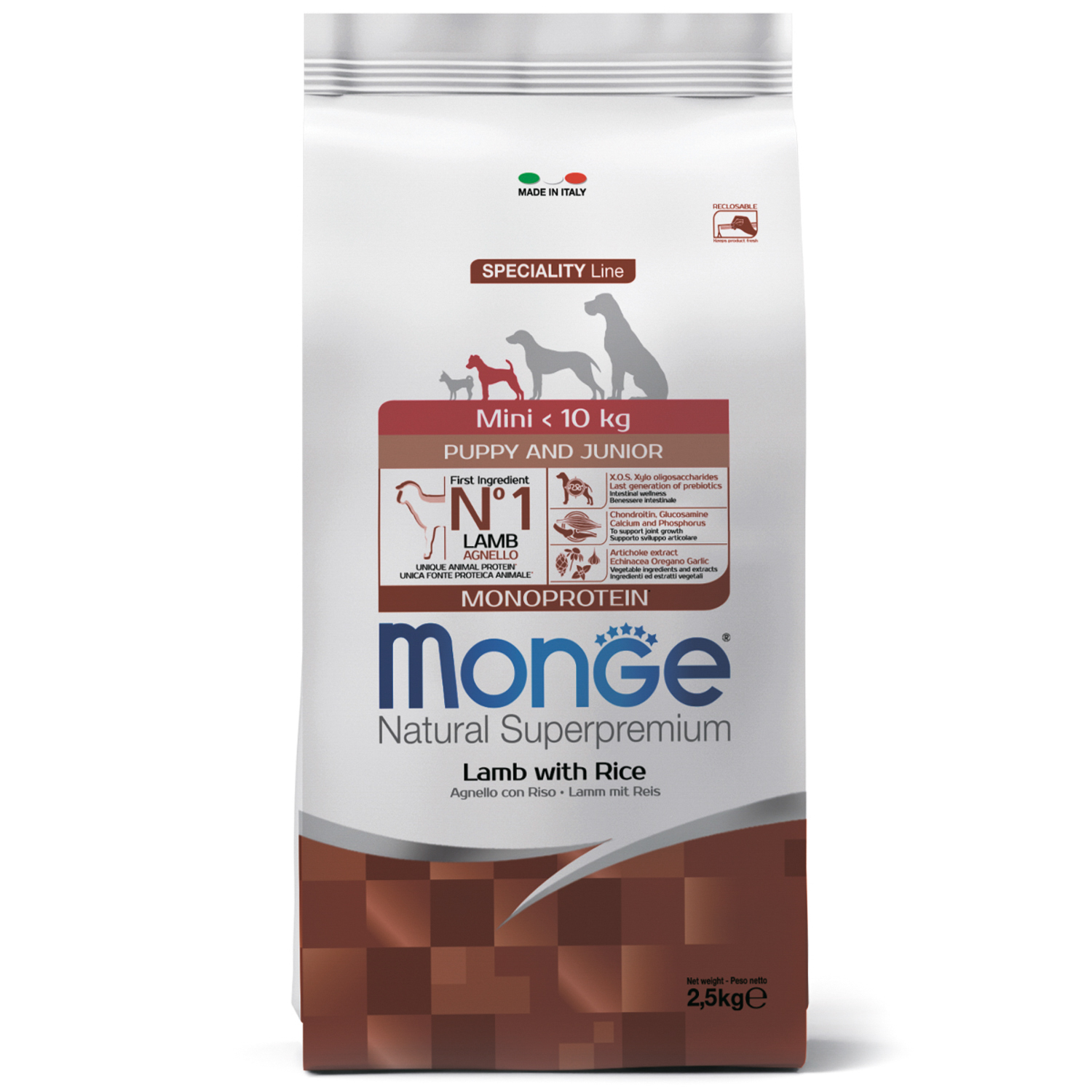 Monge Dog Monoprotein Mini корм для щенков мелких пород с ягненком и рисом 2,5 кг зоомагазине gavgav-market