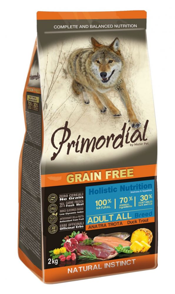 Primordial Grain Free Сухой корм для собак всех пород, с форелью и уткой, 400 г зоомагазине gavgav-market