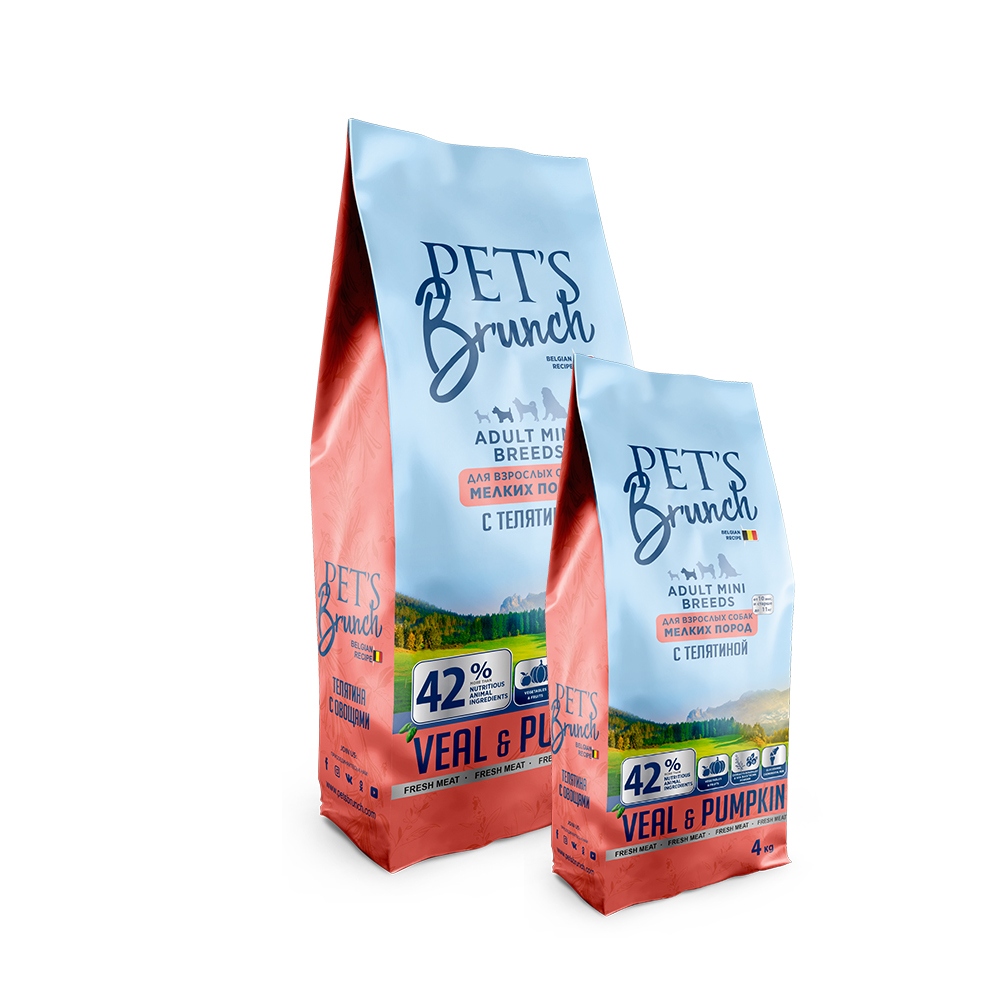 PET’S BRUNCH Корм сухой для взрослых собак мелких пород телятина/овощи 11 кг зоомагазине gavgav-market