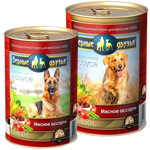 Верные друзья Для взрослых собак всех пород Мясное ассорти (400 г) зоомагазине gavgav-market