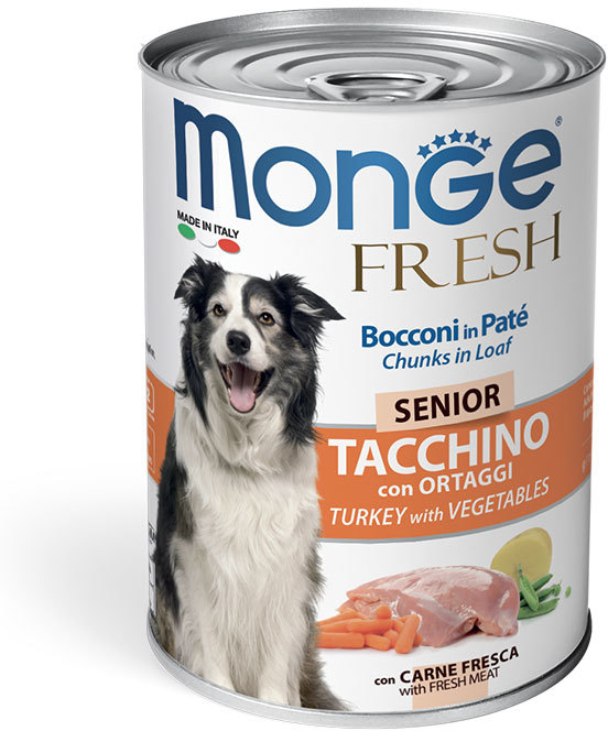 Monge Dog Fresh Chunks in Loaf консервы для пожилых собак мясной рулет индейка с овощами 400г зоомагазине gavgav-market
