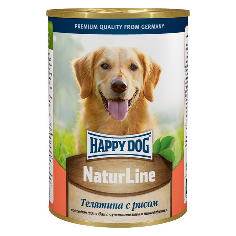 HappyDog Консерва для собак с телятиной и рисом, 410 гр зоомагазине gavgav-market