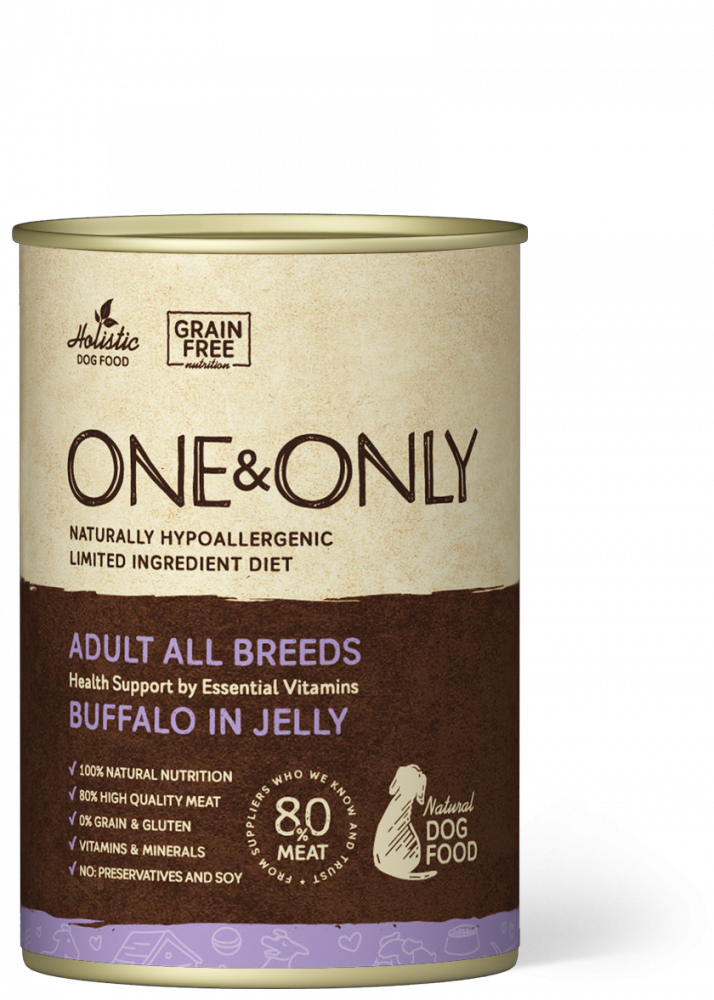One&Only Buffalo in jelly Влажный корм для взрослых собак, с буйволом, 400гр. зоомагазине gavgav-market