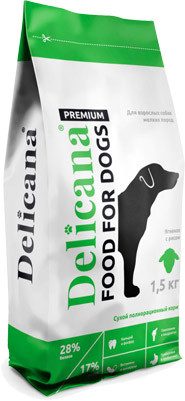 Delicana Сухой корм для собак средних пород, с ягненком и рисом 2кг зоомагазине gavgav-market