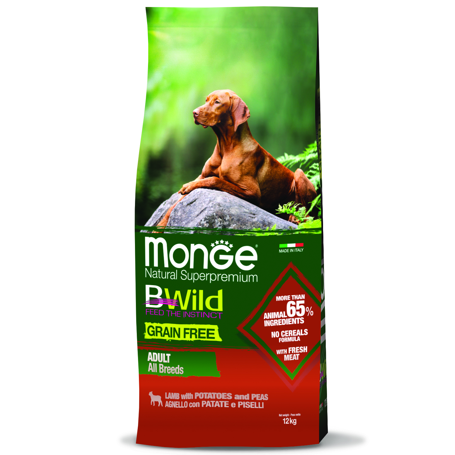 Monge Dog BWild GRAIN FREE беззерновой корм из мяса ягненка с картофелем для взрослых собак всех пород 12 кг зоомагазине gavgav-market