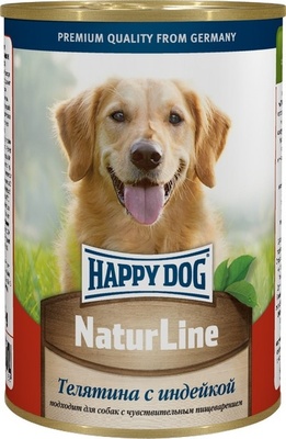 HappyDog Консерва для собак с телятиной и индейкой,410 гр зоомагазине gavgav-market