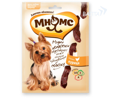 Мнямс Мини-колбаски для собак мелких пород с курицей (75 г) зоомагазине gavgav-market