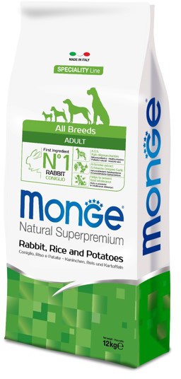 Monge Dog Speciality Line All Breeds Adult Rabbit, Rice & Potatoes Корм для собак всех пород с кроликом, рисом и картофелем (12 кг) зоомагазине gavgav-market