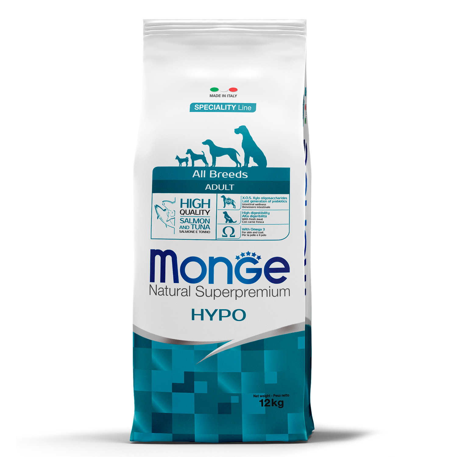 Monge Dog Speciality Hypo корм с лососем и тунцом для взрослых собак всех пород 12 кг зоомагазине gavgav-market