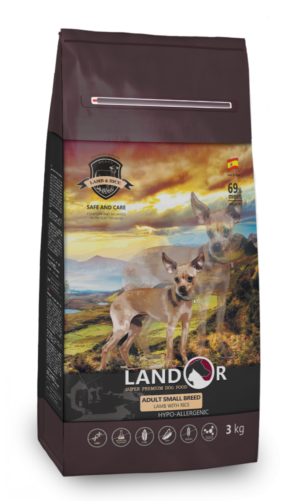 Landor Adult Small Breed Dog Lamb with rice Сухой корм для собак мелких пород, с ягненком и рисом. 3 кг зоомагазине gavgav-market