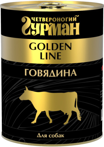 Четвероногий гурман Golden line Говядина натуральная в желе для собак (340 г) зоомагазине gavgav-market