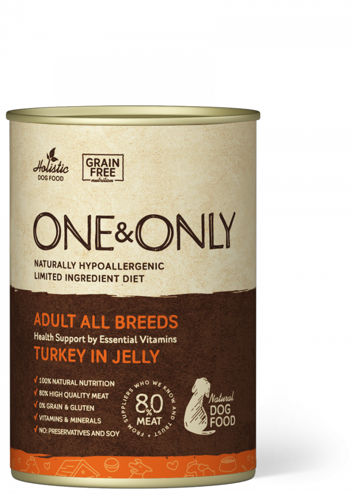 One&Only Turkey in jelly Влажный корм для взрослых собак, с индейкой в желе, 400гр зоомагазине gavgav-market