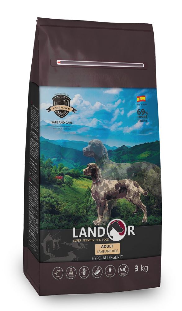 Landor Adult All Breed Dog Lamb with rice Сухой корм для собак с ягненком и рисом, 3 кг зоомагазине gavgav-market