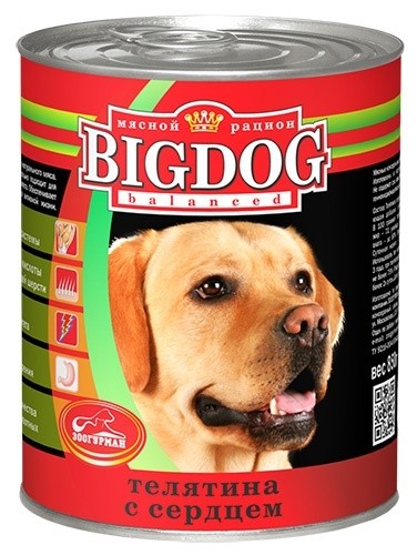 Зоогурман BIG DOG Консервы для собак Телятина с сердцем (850 г) зоомагазине gavgav-market