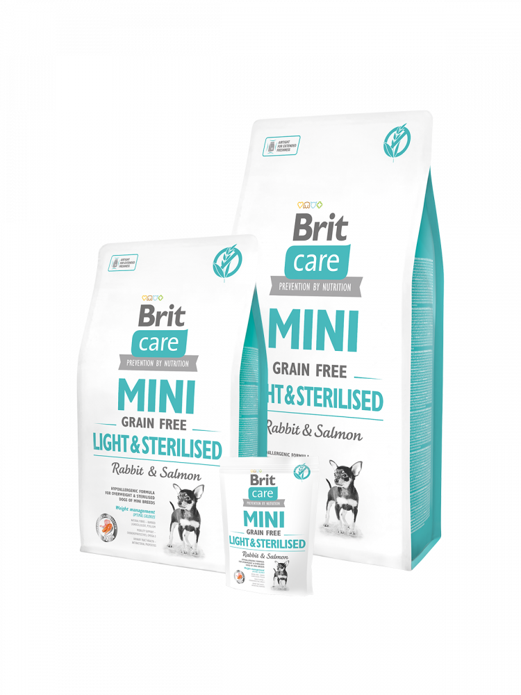 Brit Care Mini Light & Sterilised Grain Free Корм для собак с избыточным весом или стерилизованных, 400г зоомагазине gavgav-market