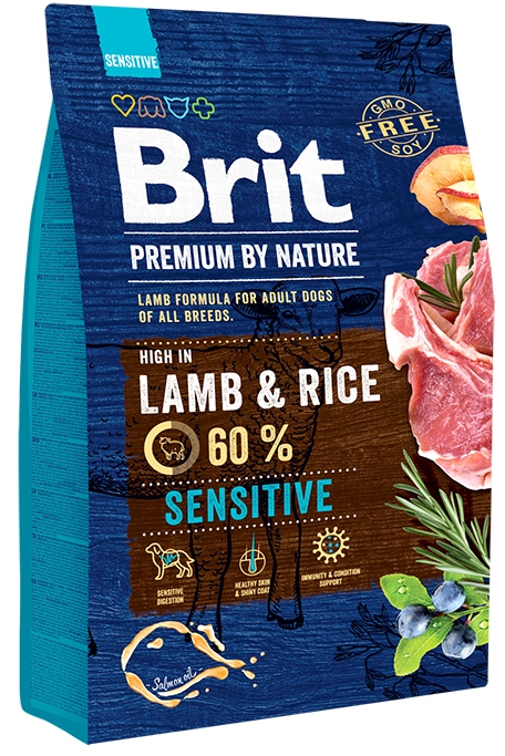 BRIT Premium by Nature Sensitive Lamb & Rice Корм для собак всех пород с чувствительным пищеварением (3 кг) зоомагазине gavgav-market