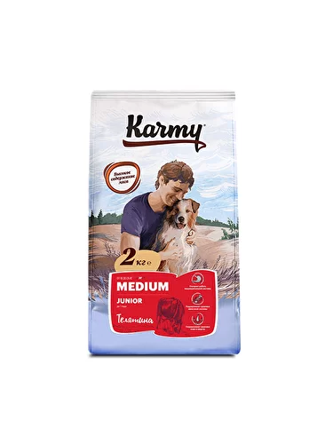 Karmy Medium Junior сухой корм для щенков средних пород до 1 года Телятина 15 кг зоомагазине gavgav-market