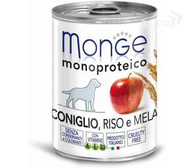 Monge Dog Monoproteico Fruits Паштет для собак из кролика с рисом и яблоками (400 г) зоомагазине gavgav-market Monge Dog Monoproteico Fruits Паштет для собак из кролика с рисом и яблоками (400 г) зоомагазине gavgav-market