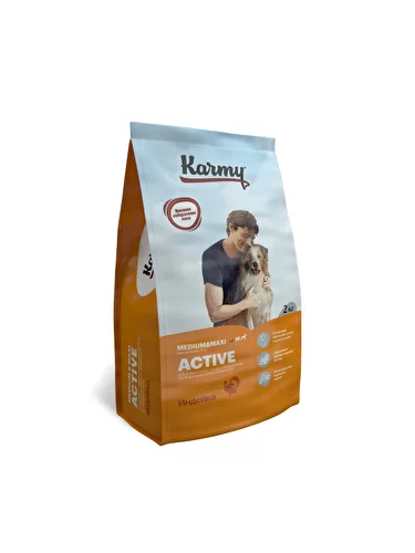 Karmy Active Medium & Maxi сухой корм для собак средних и крупных пород старше 1 года, с повышенным уровнем физической активности Индейка 2 кг зоомагазине gavgav-market