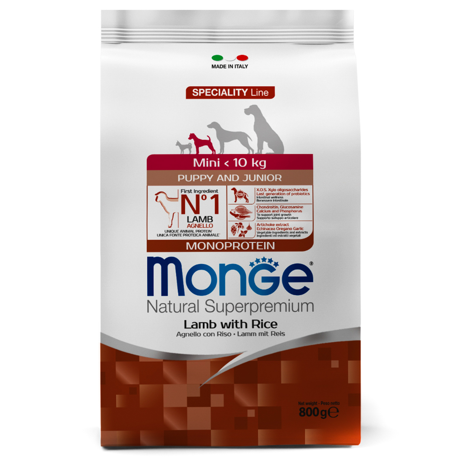Monge Dog Monoprotein Mini корм для щенков мелких пород ягненок с рисом и картофелем 800г зоомагазине gavgav-market