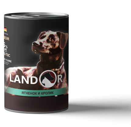 LANDOR Senior Dog All Breed: Lamb & Rabbit Консерва для пожилых собак с ягненком и кроликом, 400 гр зоомагазине gavgav-market