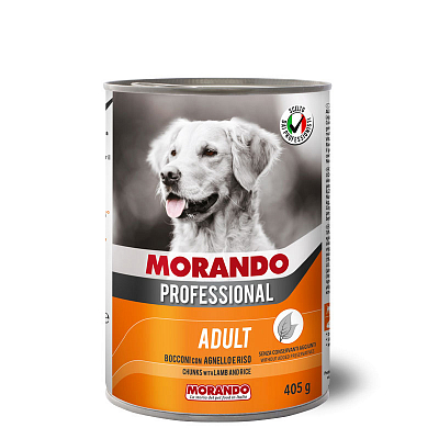 MORANDO ADULT Консервы для собак с кусочками ягненка и риса 405 гр зоомагазине gavgav-market